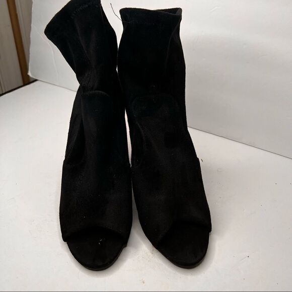 Forever 21 Women’s US 8 Black Ankle Bootie Pre Owned, Microsuede Open Toe EUC - Picture 3 of 8